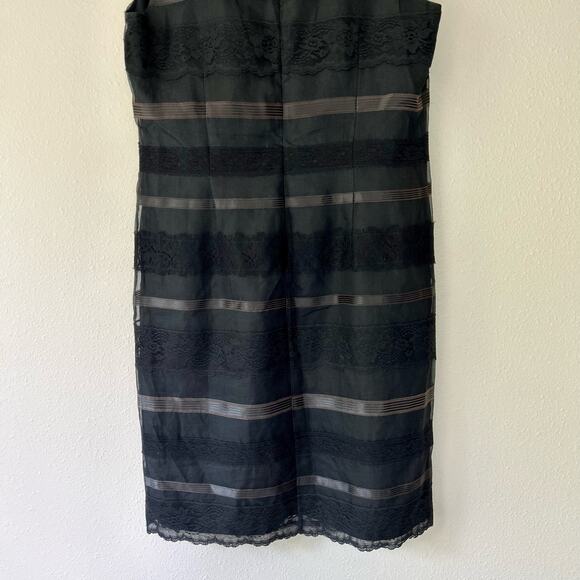 Vintage Maggy London striped silk sheath lace Whimsigoth goth Gothic emo Y2K 14 - Picture 8 of 13